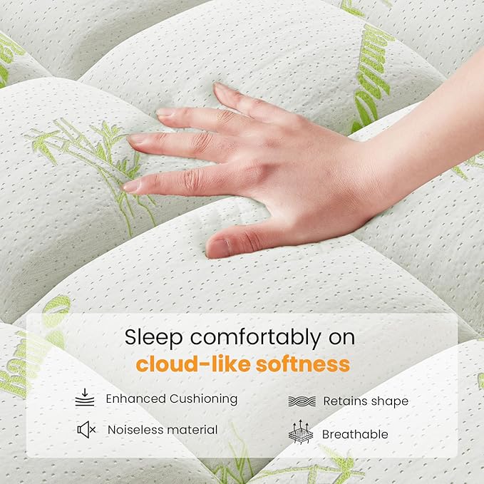 Sweetcrispy Ultra Soft Mattress Topper Queen Size - Viscose Made from Bamboo Pillow Top Mattress Pad for Breathable Cooling & Back Pain Relief, Deep Pocket Comfort Bed Topper, Green