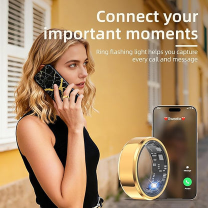 Smart Ring for Women & Men, Smart Rings Health Tracker with Heart Rate, Sleep Monitoring, Long Lasting Battery, IP68 Waterproof Fitness Ring for iOS & Android, No Subscription Fee (Silver, #7)