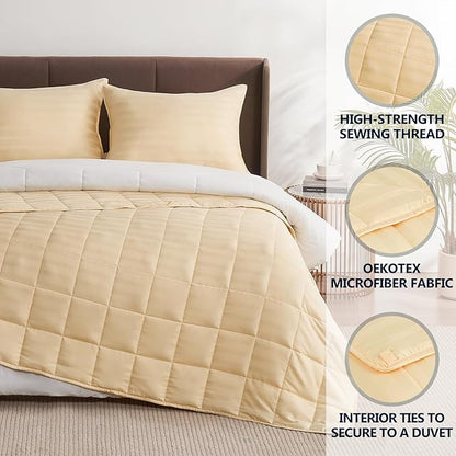 Weighted Blanket Queen Size (60"x80" 20lbs),Ultra Soft and Cozy Cooling Weighted Blanket Queen Size for Adult,Heavy Blanket with Machine Washable Soft Blanket, Beige