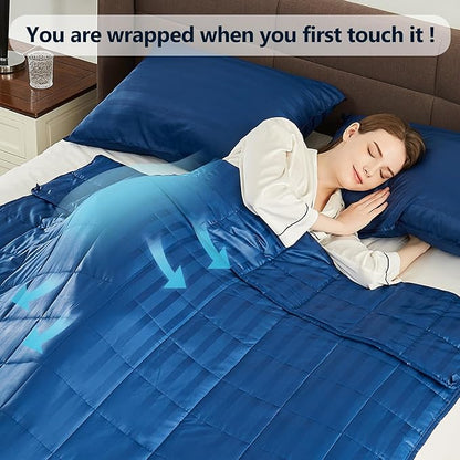Weighted Blanket Twin Size (48"x72" 20lbs),Ultra Soft and Cozy Cooling Weighted Blanket Twin Size for Adult,Heavy Blanket with Machine Washable Soft Blanket, Navy Blue