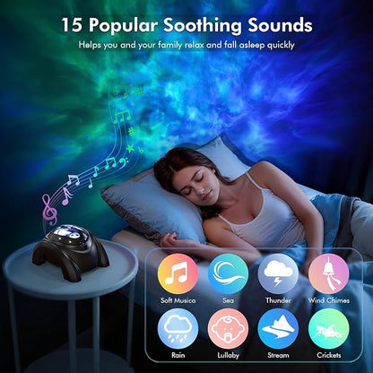 Rossetta Dual Lens Galaxy Projector, 58 Light Effects Star Projector for Bedroom, Night Light Projector with White Noise & Bluetooth Speaker, Remote Timer, Easter Room Decor Gifts for Kids Adult Teen