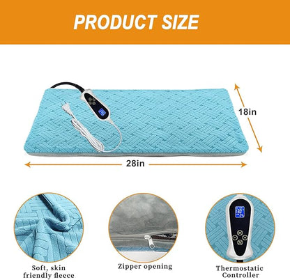 Dog Heating Pad 28x18in, Pet Heating Pad for Dogs with Timer Temperature Control, Waterproof Whelping Mats Heated Dog Bed with Chew Resistant Cord, Soft Cloth Cover