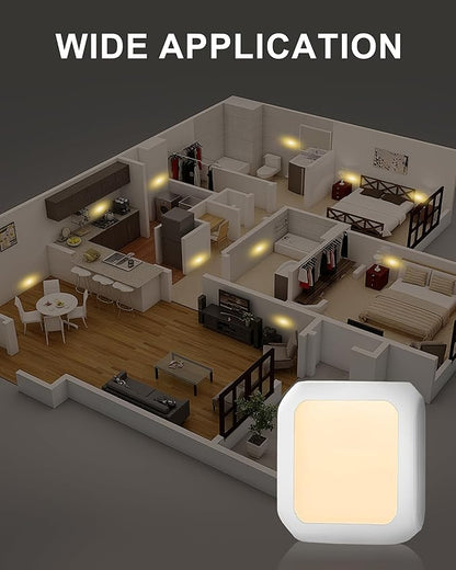 Night Light Plug in 2 Pack - Bedroom for Kids Baby Nursery Adjustable Brightness - 3000K Warm Lights LED Dusk to Dawn Bathroom Hallway Lamp for Toilet