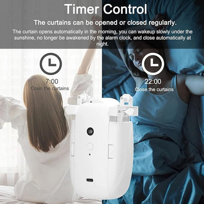 SUNGOOYUE Smart Curtain Opener, Automatic Curtain Opener Robot with Bluetooth App Control, Voice Control, Timer, Light Temperature Sensor, for Assistant
