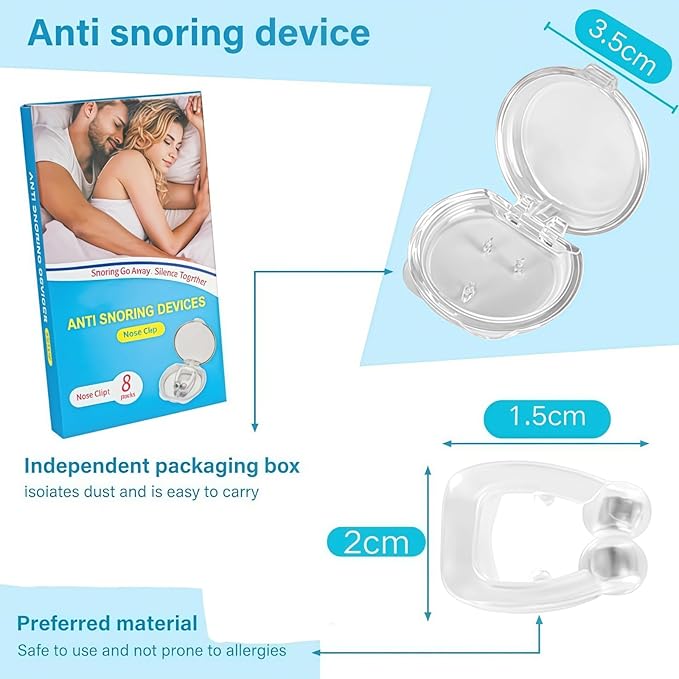 Anti snoring Devices,Effective snoring Solution,Silicone Nose Clip, Breathing Stop snoring,Enjoy a Comfortable and Quieter Sleep,White Medium 8pcs