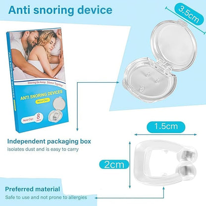 Anti snoring Devices,Effective snoring Solution,Silicone Nose Clip, Breathing Stop snoring,Enjoy a Comfortable and Quieter Sleep,White Medium 8pcs
