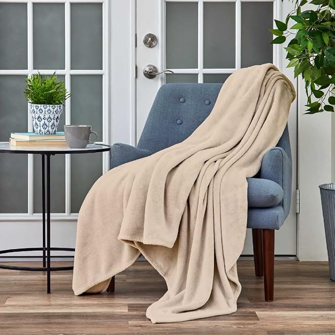 Cosy House Collection Everyday 1500 Series Fleece Blanket - Master Bedroom Essentials - All Season, Stays Fresh & Clean - Soft, Breathable & Skin-Friendly (King/Cal King, Tan)