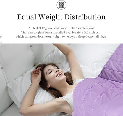 MOTRIP Weighted Blanket for Adults Queen Size 15 lbs, Cooling Blanket for Hot Sleepers, Machine Washable Soft Bed Blanket with Premium Glass Beads, 60''x80'' 15 Pounds Purple