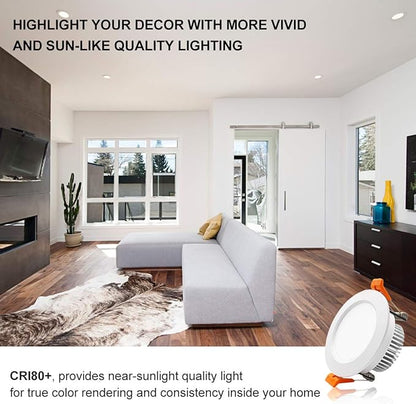 YGS-Tech 3 Inch LED Recessed Lighting, Dimmable Downlight 5W(40W Halogen Equivalent), CRI80, 4000K Natural White, Ceiling Light with LED Driver(4 Pack)