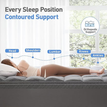 Dual Layer 3 Inch Memory Foam Mattress Topper Twin Size, 2 Inch Cooling Gel Memory Foam Plus 1 Inch Pillow Top Mattress Pad Cover, with 8-21 Inch Deep Pocket Grey