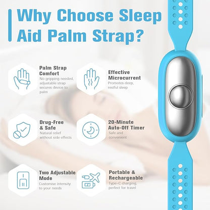 Sleep Aid Device, Hand Micro-Current Sleep Instrument Anxiety Device, Portable Rechargeable Sleep Aid for Anxiety and Insomnia (Blue)
