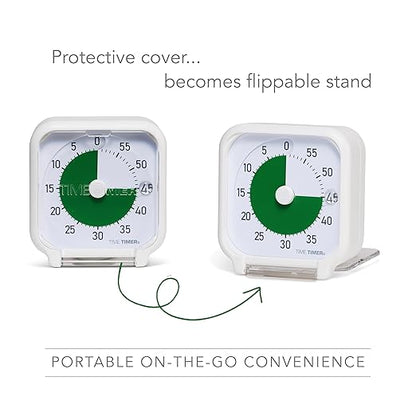 Time Timer 3 Inch Visual Timer – 60-Minute Quiet Portable Countdown Timer for Kids, Teachers, Students & Adults – Helps with Focus, Transitions, ADHD, Autism & Time Blindness – (Green & White)