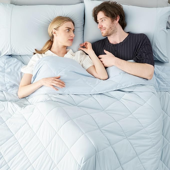 Cozy Bliss Cooling Blanket for Hot Sleepers Queen Size, Q-Max 0.45 Cooling Comfort, Cold Blankets for Night Sweats Sleeping, Ultra-Cool Lightweight Breathable Summer Blanket for Bed, Cool Blue