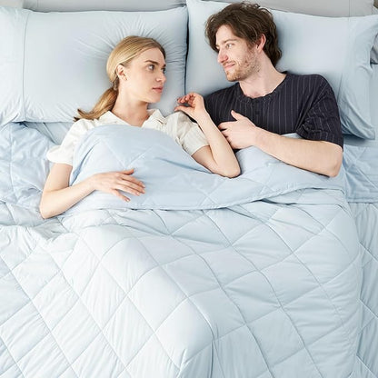 Cozy Bliss Cooling Blanket for Hot Sleepers Queen Size, Q-Max 0.45 Cooling Comfort, Cold Blankets for Night Sweats Sleeping, Ultra-Cool Lightweight Breathable Summer Blanket for Bed, Cool Blue