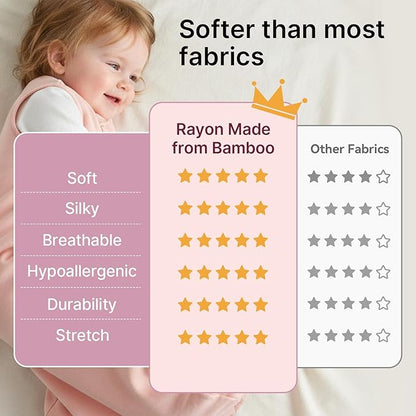 Supersoft Rayon Made from Bamboo Sleep Sack 24-36 Months 1.0 Tog Toddler Sleep Sack 2t Baby Wearable Blanket 3t with 2-Way Zipper Unisex Sleeping Bag for Babies All-year-around - Pink
