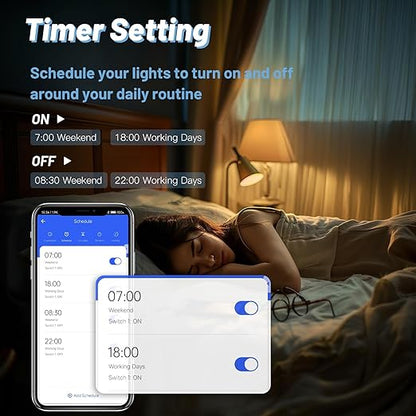 BSEED Smart Light Switch, 4 Gang WiFi Alexa Light Switch with Remote APP Control and Timing Function, Single Pole Black Light Switches Work with Alexa, Google Assistant, Voice Control, Group Control