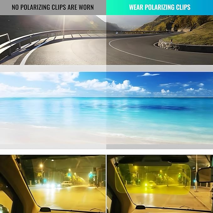 Clip on Polarized Night Vision Driving Glasses Flip up Sunglasses UV-400 to Wear Over Glasses for Night Driving