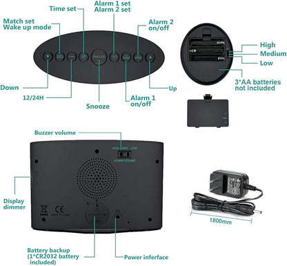 ANJANK Extra Loud Alarm Clock for Heavy Sleepers, Wireless Bed Shaker, Vibrating Dual Alarm, Deaf and Hearing-impaired, Adjustable Volume/Dimmer/Wake up Mode, USB Charger Port