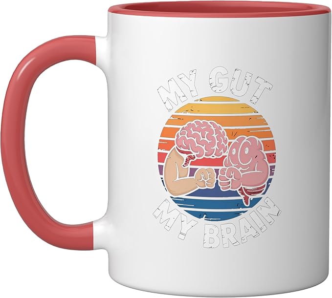 Relaxation Breathing Vagus Nerve Stimulation Stress Relief Ceramic Mug, Red/White