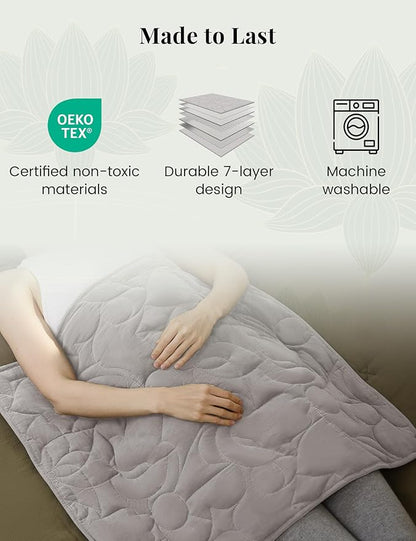 ZonLi Weighted Lap Blanket 3lbs for Meditation, Yoga, Napping, Sleeping and Travel, Cotton Weighted Blanket for Adults, Skin Friendly & Machine Washable, 29x24 inches, Light Gray