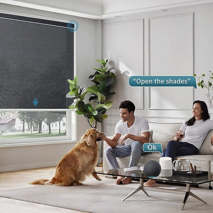 Motorized Blinds with Remote,60% Blackout Light Filtering Shades Compatible with Alexa Google Homekit,Remote Control Motorized Shades,Custom Motorized Roller Shades,Dark Obsidian