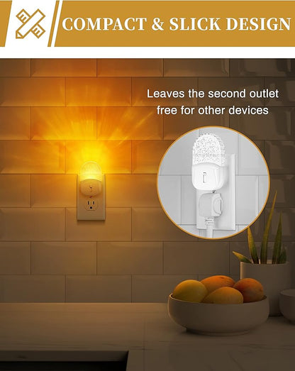 Night Lights Plug Into Wall [2 Pack], Amber Warm Night Light, 1800K, Dusk to Dawn Sensor, Adjustable Brightness LED Night Light for Bathroom, Hallway, Stairway