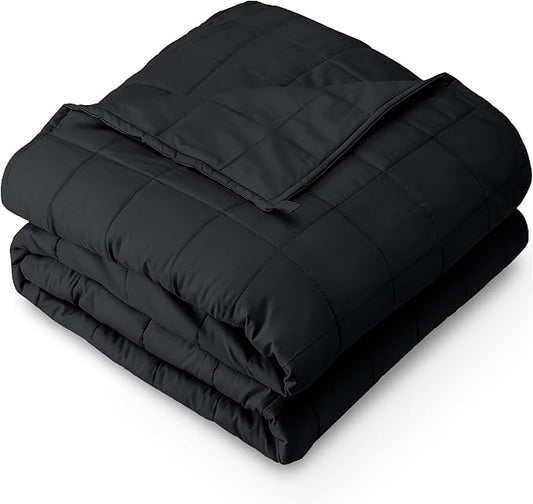 Bare Home Weighted Blanket Queen Size 17lbs (60" x 80") for Adults - All-Natural 100% Cotton - Premium Heavy Blanket Nontoxic Glass Beads (Black, 60"x80")
