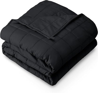 Bare Home Weighted Blanket Full or Queen Size 15lb (48" x 72") for Adults - All-Natural 100% Cotton - Premium Heavy Blanket Nontoxic Glass Beads (Black, 48"x72")