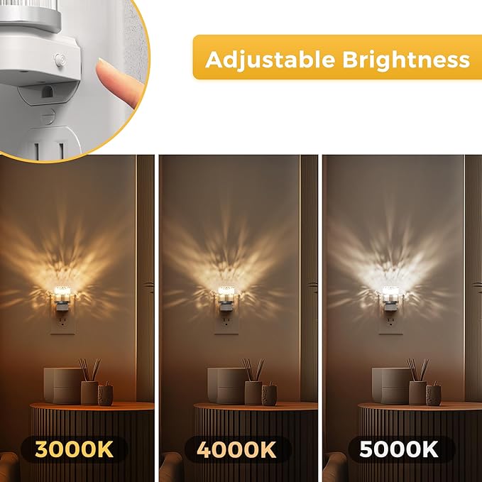 L LOHAS Night Lights Plug into Wall, 2 Pack 3000K/4000k/5000KColor Changing Night Light, 3CCT Color Temperature Night Light, Dusk to Dawn Sensor for Hallway, Bathroom
