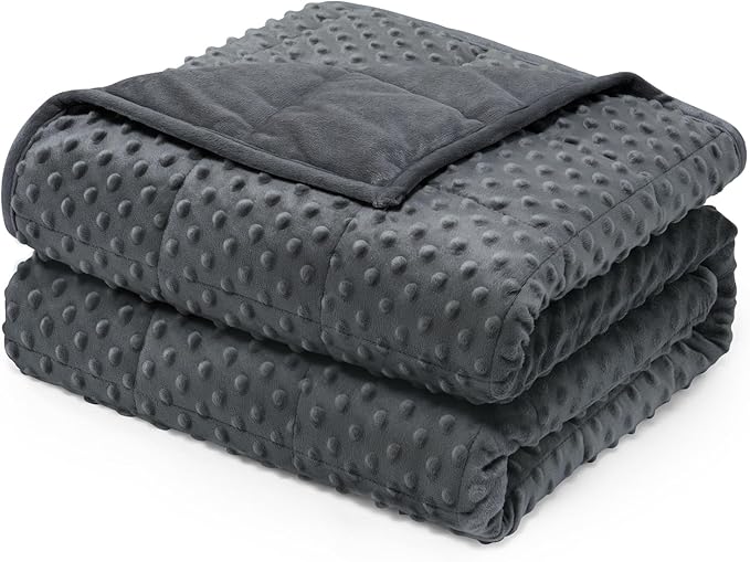 Wemore Minky Dot Weighted Blanket for Adults King Size 20 lbs, Soft Cozy Heavy Blanket for Bed and Couch, Breathable Blanket for All-Season with Glass Beads, Dark Grey 80 x 87 inches