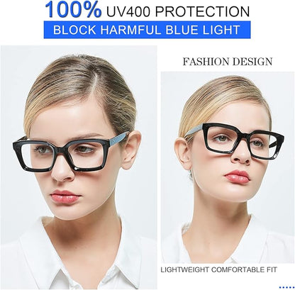 MARE AZZURO Blue Light Blocking Reading Glasses Women Computer Readers 0 1.00 1.25 1.50 1.75 2.00 2.25 2.50 2.75 3.00 3.50 4.00 5.00 6.00 (Black, 600)