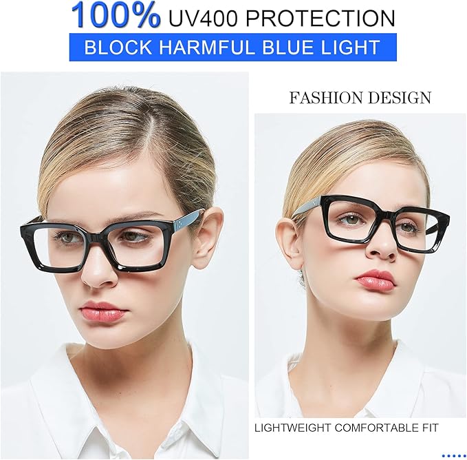 MARE AZZURO Blue Blocking Eyewear Women Stylish Computer Eyeglasses Black Gaming Glasses for Female No Magnification