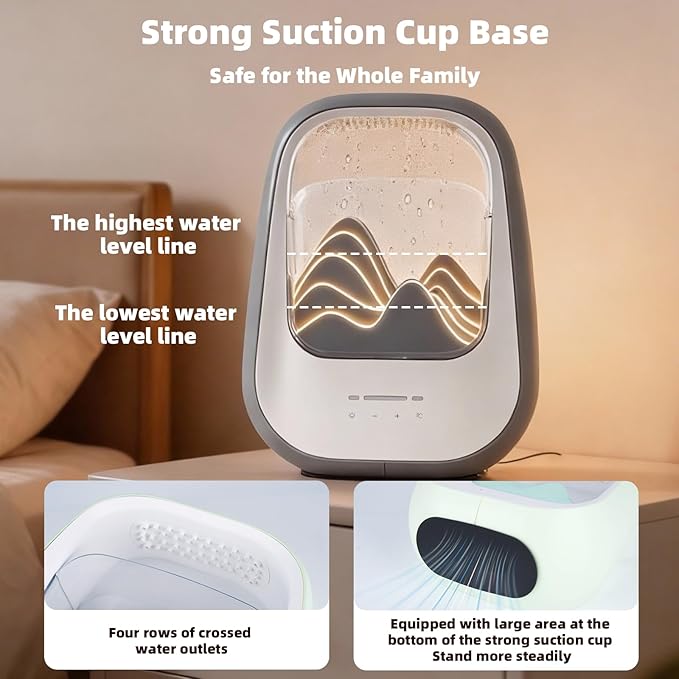 8-in-1 White Noise Sound Machine with Night Light, Help Stress Relief, Waterfall Design Essential Oil Diffuser Rain Sound Machine with Humidifier for Bedroom Office Decor Gift, Gray