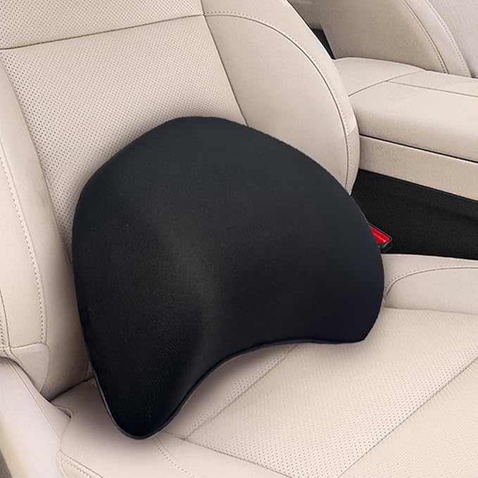Really Supportive Lumbar Support Pillow for Car, 100% Memory Foam Lumbar Pillow with Breathable Removable Cover, Ergonomic Design - Back Pillow for Car Seat/Back Pain Relief(Timeless Black, 1PC)