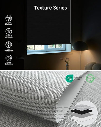 Yoolax Motorized Blinds with Remote, Smart Blinds for Windows Blackout Automatic Shades Work with Alexa Remote Control Roller Window Shades with Valance, Custom Size (Foggy Grey)