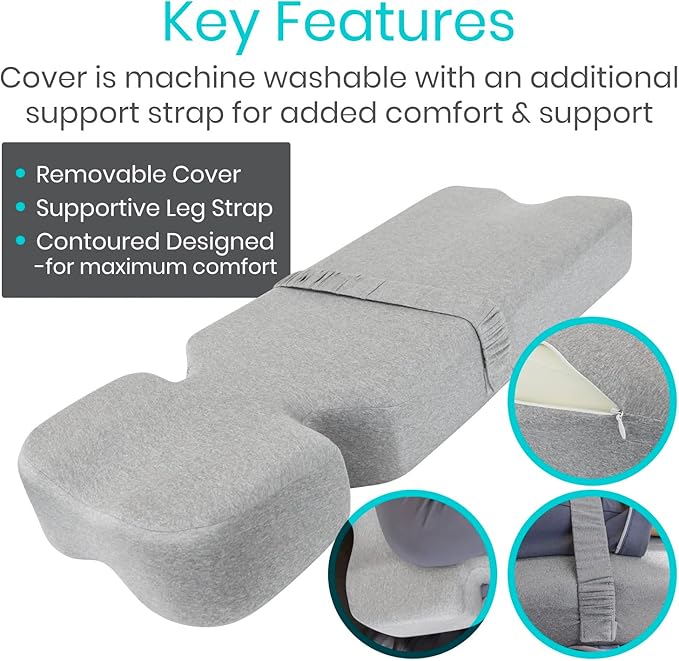 Leg Pillow for Side Sleeping - Hip Pain Pillow for Between Legs - Memory Foam Wedge for Hip, Knee, Back Relief, Pregnancy, Sciatica - Orthopedic Breathable, Machine Washable Cover