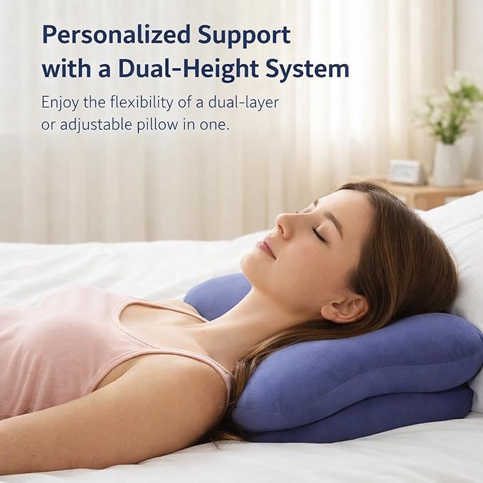 Cloud Pillow - Ergonomic Memory Sleep Cloud Pillow, 2026 New Adjustable Neck Support Pillows with Cooling Breathable Cover for Adults, Back & Stomach Sleepers (Light Blue)