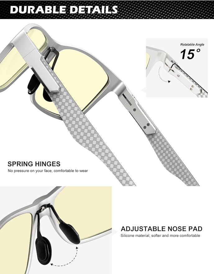 ANYLUV Blue Light Blocking Glasses Men Computer Gaming Glasses Lightweight Al-Mg Metal Anti Eyestrain Eye Protection