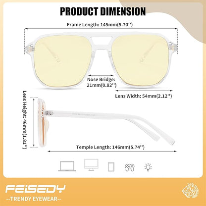 FEISEDY Amber Blue Light Glasses for Computer Gaming Orange/Yellow lens Anti Eyestrain Sleep Glasses G2835