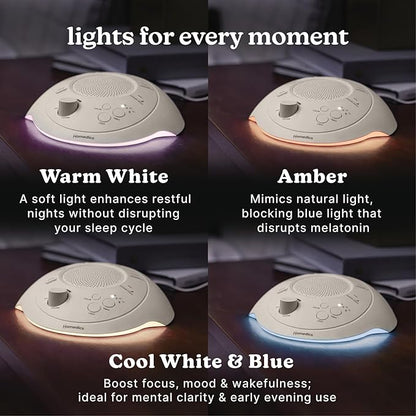 Homedics Sleep Better Portable Sound Machine,Night Light,12 Soothing Sounds Including White Noise,Rain & Thunderstorm,Ultra-Portable Design,Auto-Off Timer,Ideal for Travel &Baby Sleep,Cream,Pack of 3