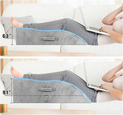 Leg Elevation Pillows, Wedge Pillow for After Surgery, Memory Foam Leg Support Adjustable, Comfort Care for Back Knee Hip Ankles Pain, Knee Pillow for Sleeping Blood Circulation Light Grey & White