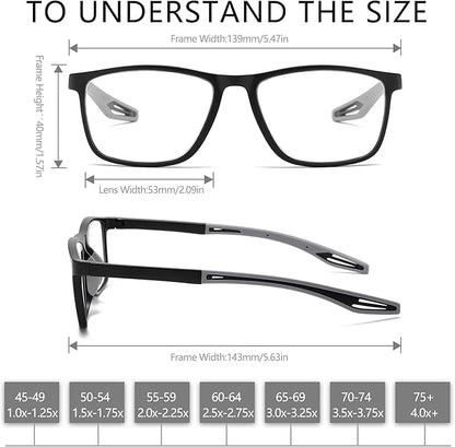 Reading Glasses for Men Sporty Design TR90 Blue Light Blocking Reader Comfortable and Flexible Lightweight +2.75