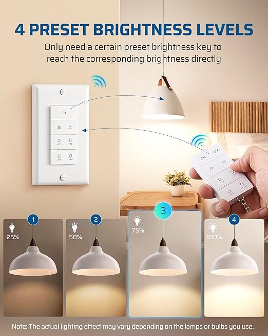DEWENWILS Smart Dimmer Switch with Remote, Single-Pole, Needs Neutral Wire, 2.4GHz Wi-Fi Electrical Light Dimming Switch Works with Alexa & Google Home, Remote/WiFi Smart Control Dimmer, ETL Listed