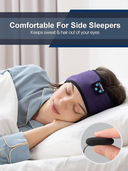 Lullaband Bluetooth Headband Headphones, Sleep Headphones for Side Sleepers, Comfortable Headband with Thin Speaker Microphone Handsfree Gift