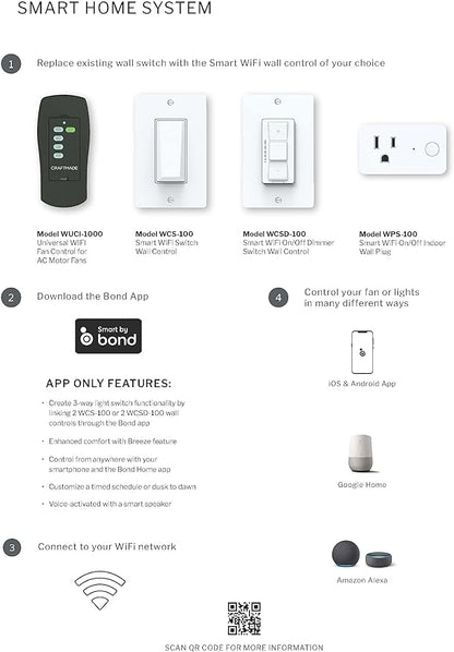 Craftmade Smart WiFi On/Off Dimmer Switch Wall Control - Voice Activation Compatible with Alexa, Google Assistant, Samsung Things, and iOS or Android App, White