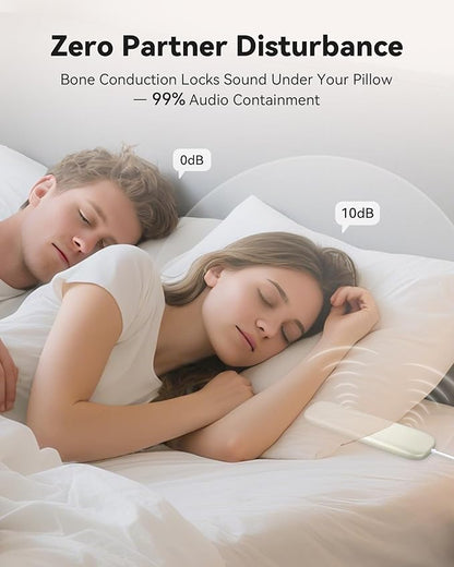 Pillow Speakers, Bone Conduction Sleep Headphones with Wired Remote, Bluetooth 5.4 for Podcasts, Audiobooks, 36 Built-in Sleep Sounds White Noise Machine for Adults, Kids, Side Sleepers
