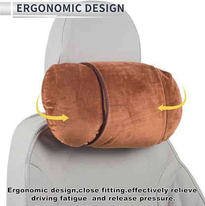 Car Headrest Pillow Ergonomic Comfortable Neck Pillow Neck Support Pillow Flannel, Memory Foam Adjustable Width Orange 2 Pcs for Driving Travel