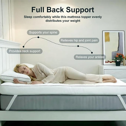 5 Inch Memory Foam Mattress Topper Twin, 2000GSM Shredded Memory Foam Pillow Top, Plush Support for Back Pain Relief, Extra Thick & Breathable, Dorm & Guest Room Essential