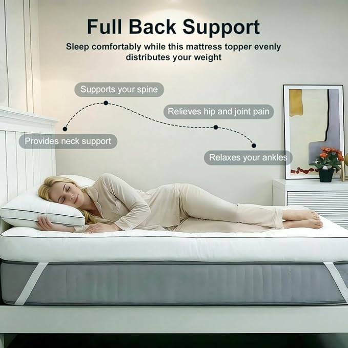 5 Inch Memory Foam Mattress Topper Full, 2000GSM Shredded Memory Foam Pillow Top, Back Pain Relief & Plush Support, Extra Thick & Breathable, Small Bedroom Upgrade