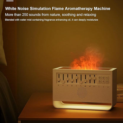 White Noise Flame Diffuser USB White Noise Simulation Flame Aromatherapy Machine Simulation Flame Aromatherapy Diffuser for Home Office ABS 200ml 850g